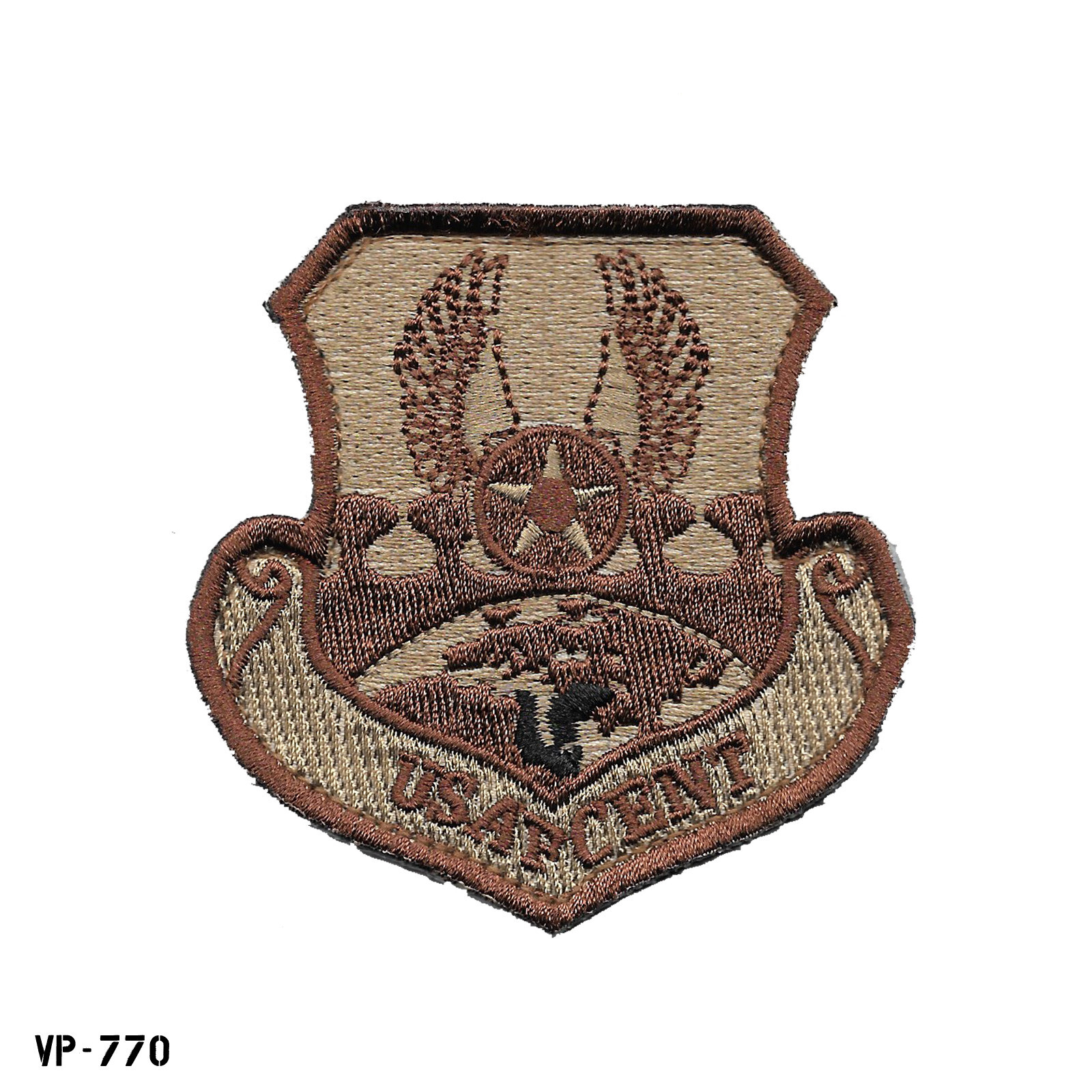US Air Force Desert Camo ~ "USAF CENT" Central Cmd ~ Hook Back Patch ~ Vanguard