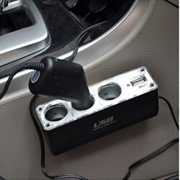 Car 3 Socket 1 USB Power Supply Cigarette Lighter Splitter Plug Charger Adapter