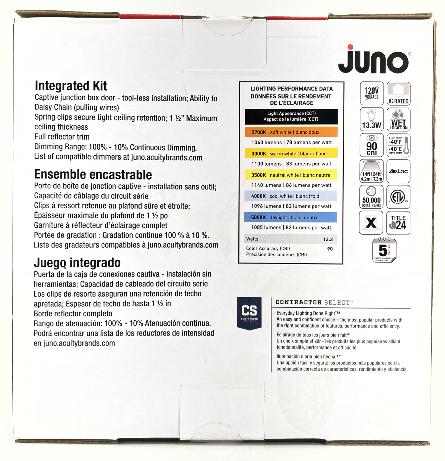 Juno JBK6 ADJ 6 in. Selectable CCT Canless Integrated LED Recess
