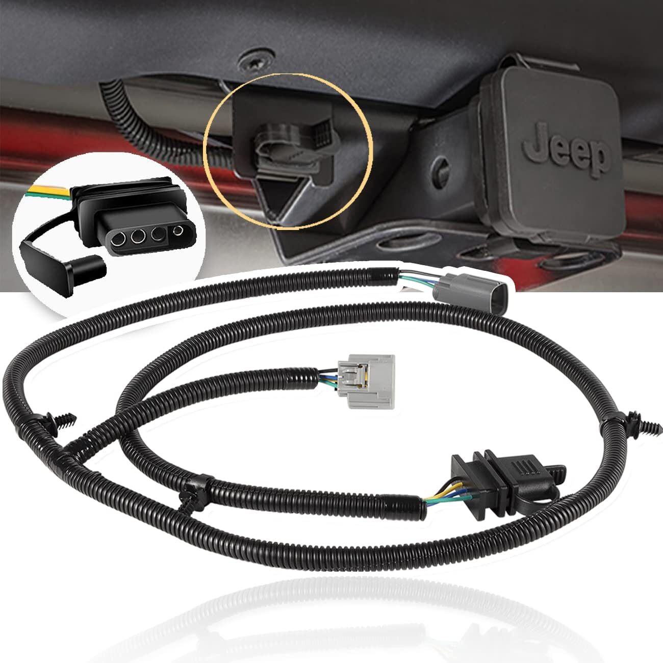 For 07-18 Jeep Wrangler JK 70.5" 4-Way Tow Hitch Trailer Wiring Harness 92015