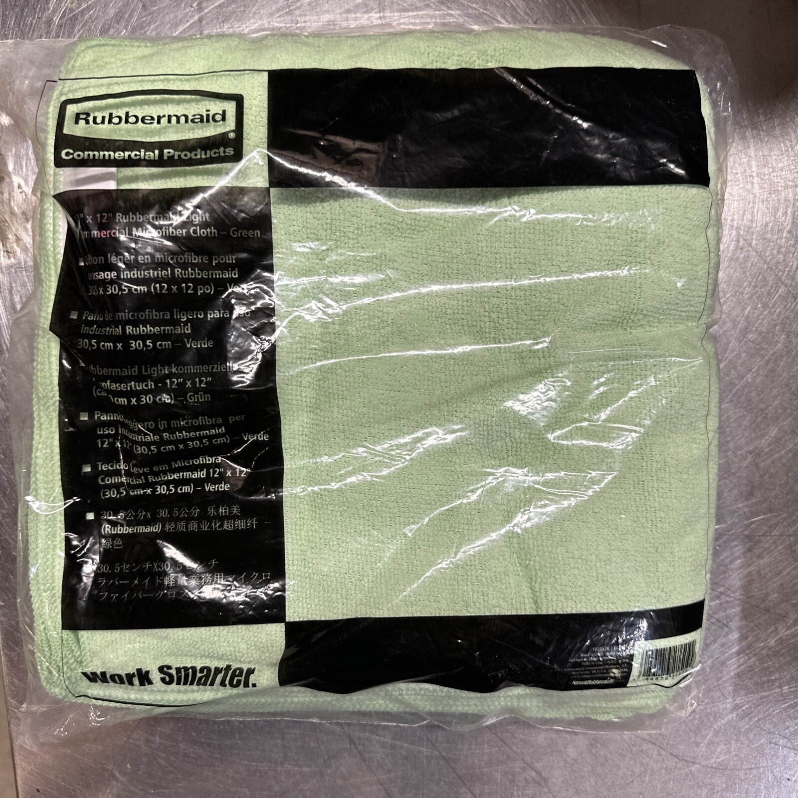 Rubbermaid Commercial Microfiber Cleaning Cloths, 12 x 12, Green, 24/Pack