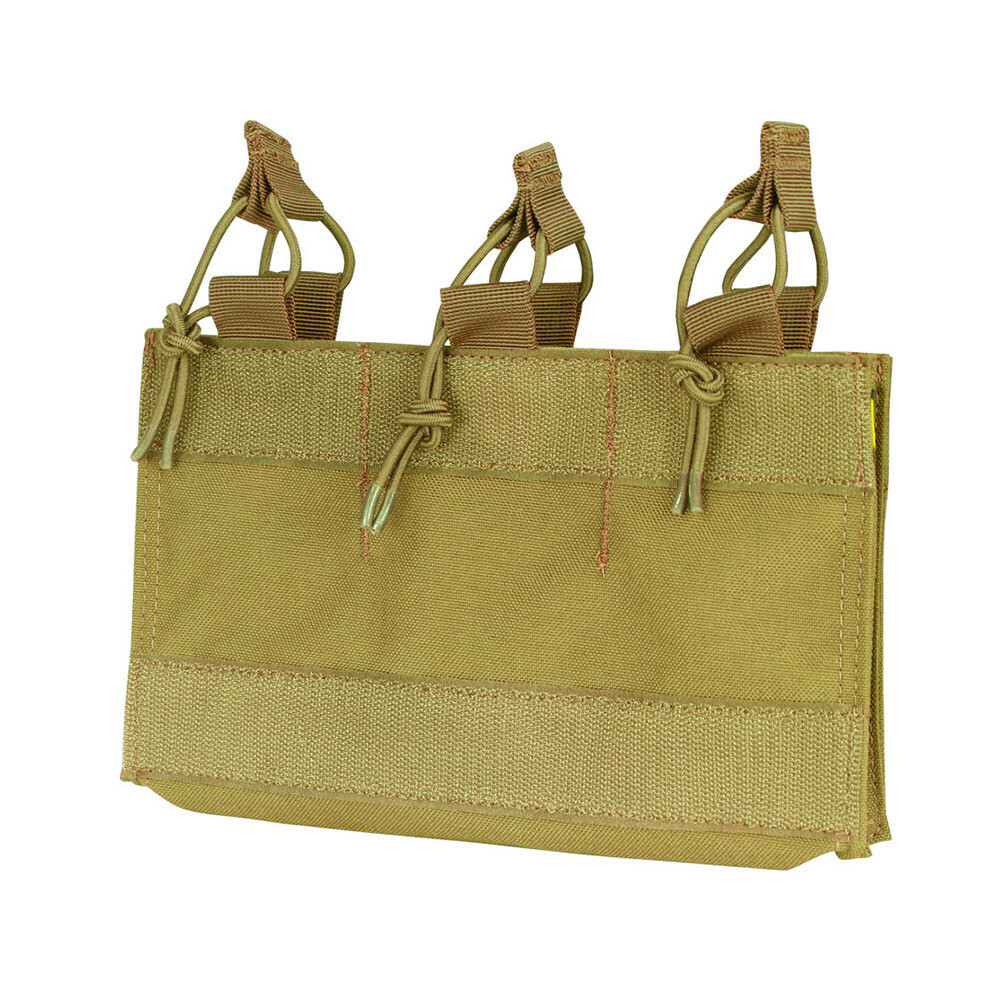 9.5''W x 6.5''H Hook Loop Bungee Open Top Triple 5.56/.223 Mag Pouch - COYOTE