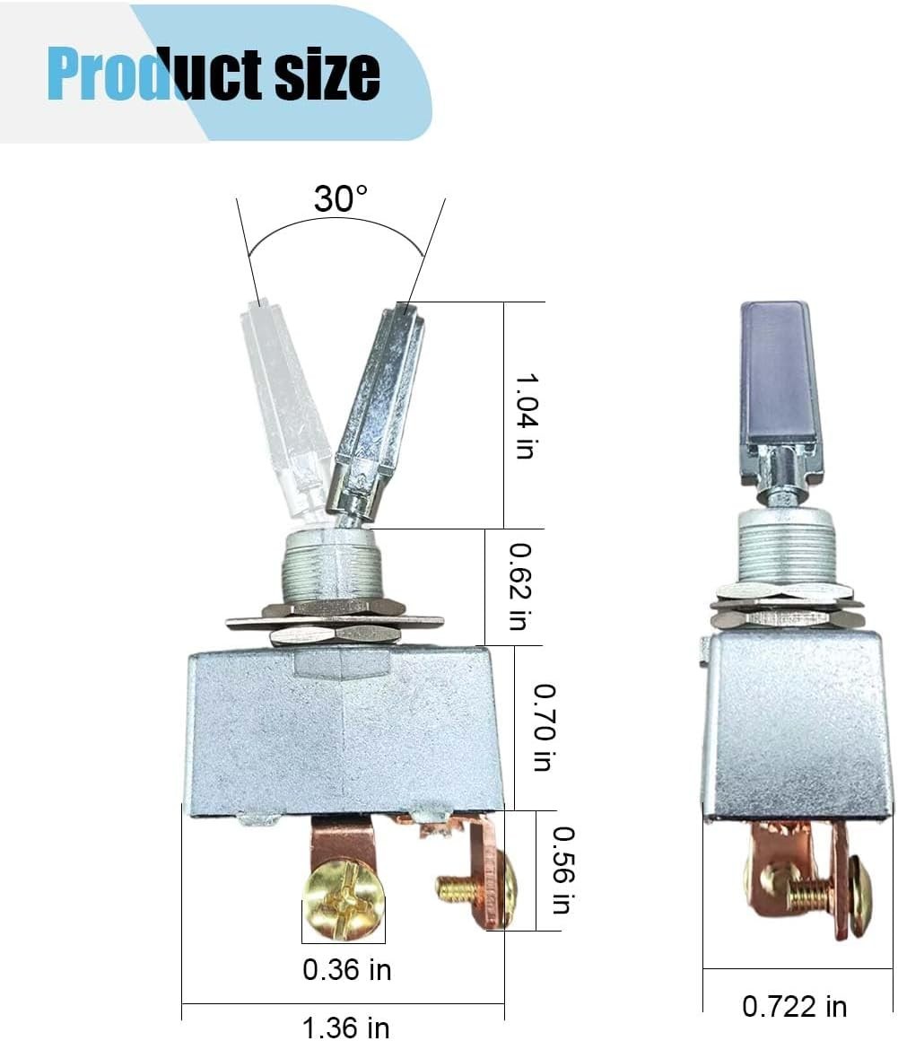 2PCS Heavy Duty Toggle Switch, 50 Amp 12 Volt 2 Position 2 Pin Rocker Switch, ON