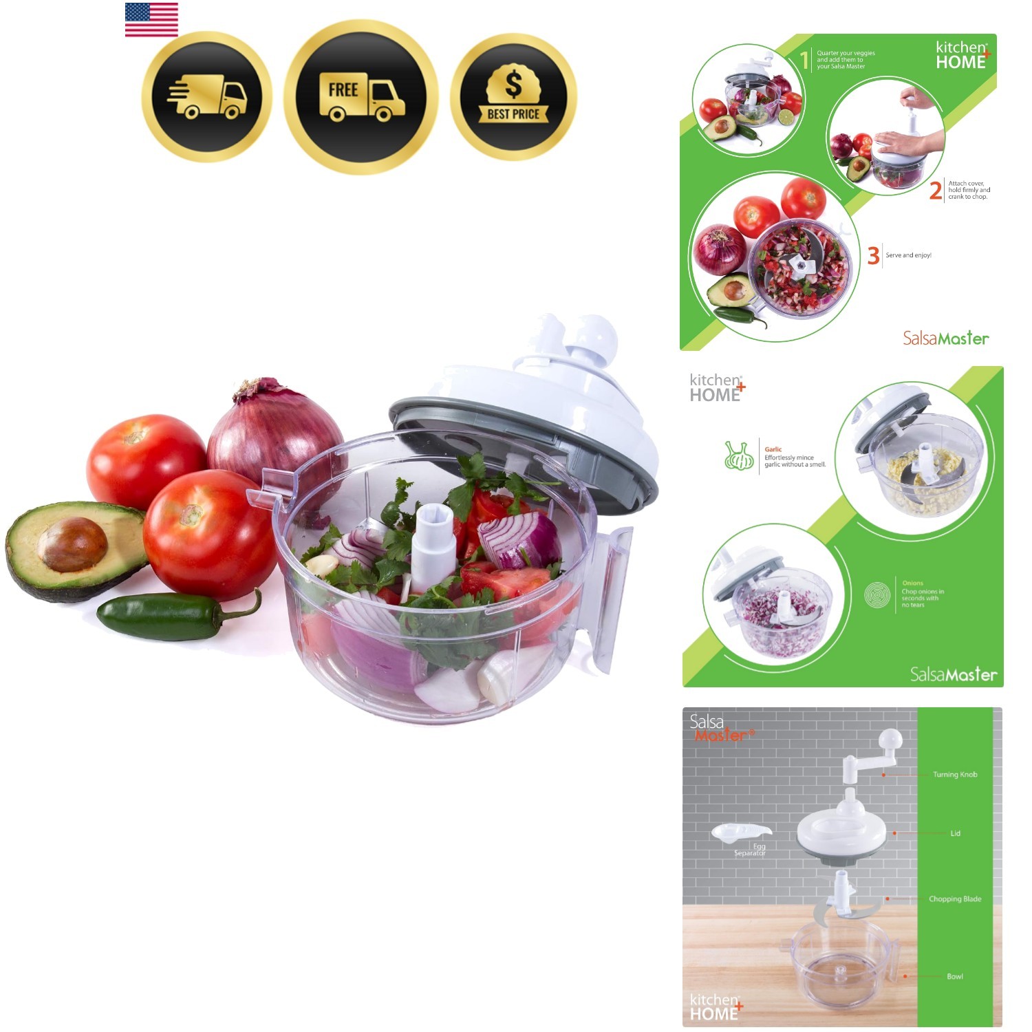 Salsa Maker, Food Chopper, Mixer and Blender - Manual Food Processor