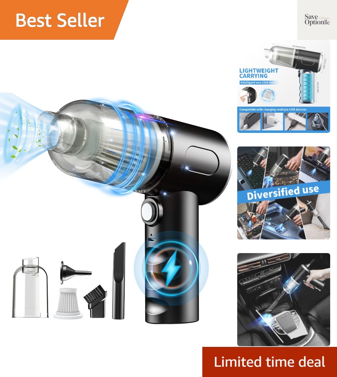 Compressed Air Duster-Vacuum Keyboard Cleaner-Air Blower 3-in--Electric Air D...