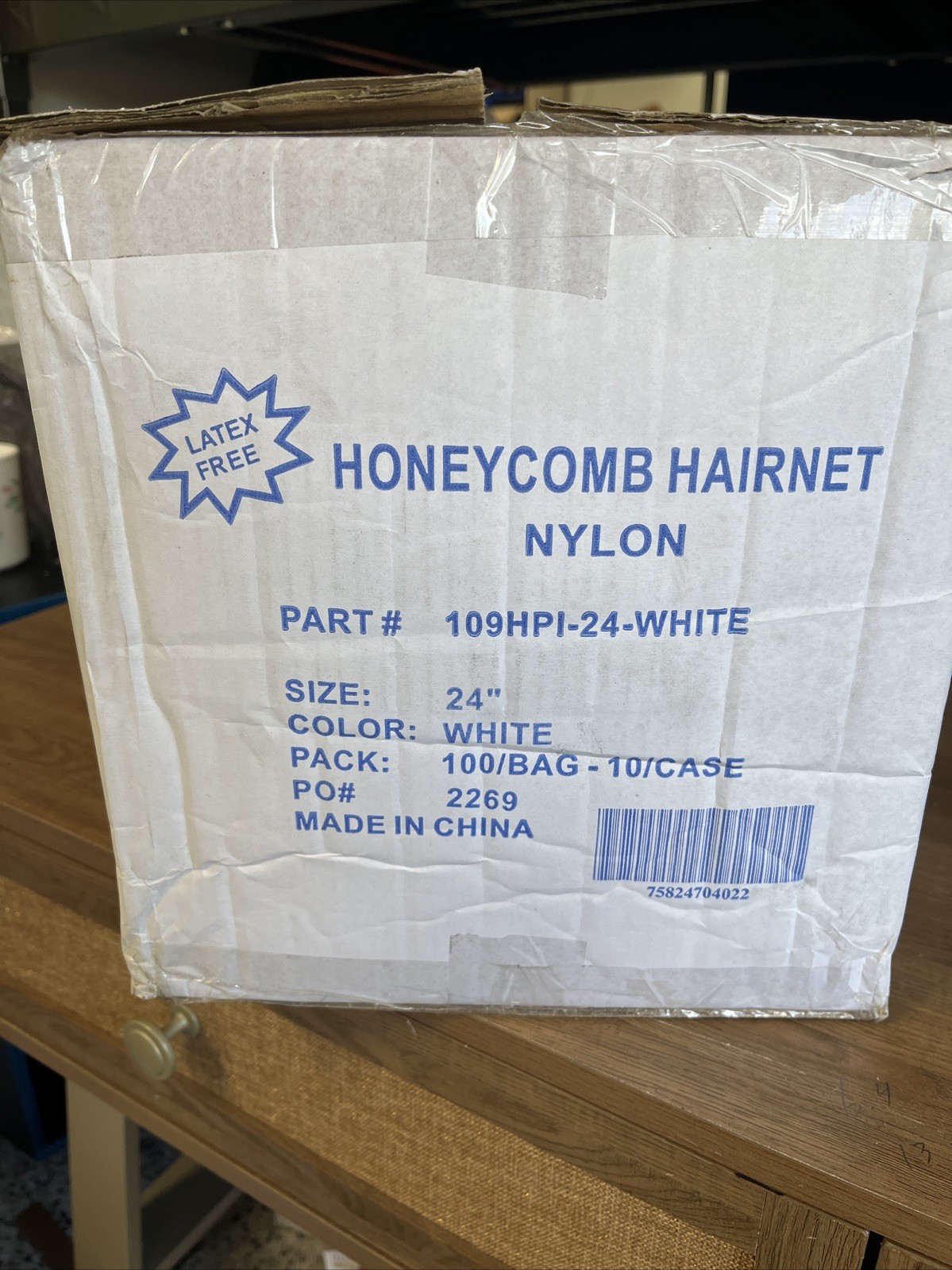 Case of 1000 Disposable 24" Honeycomb Hair Nets Nylon White Latex Free