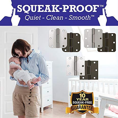 Hardware Essentials 854326 Square Corner Squeak-Proof Door Hinges 3-1/2 inch ...