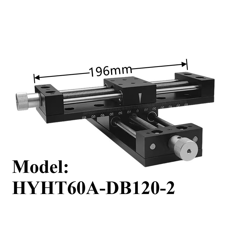 X-Axis CNC Micro workbench Manual bilayer slide table 120mm stroke 60A-DB120-2