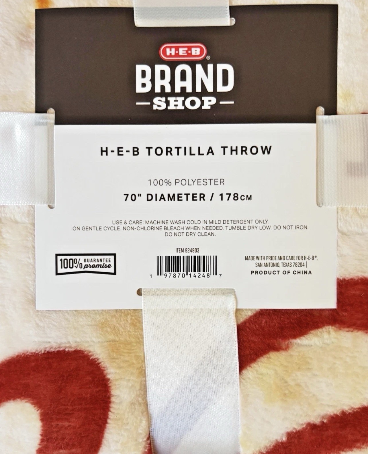 HEB Bakery Flour Tortilla Throw Blanket 70" Round H-E-B Brand Shop Texas NWT