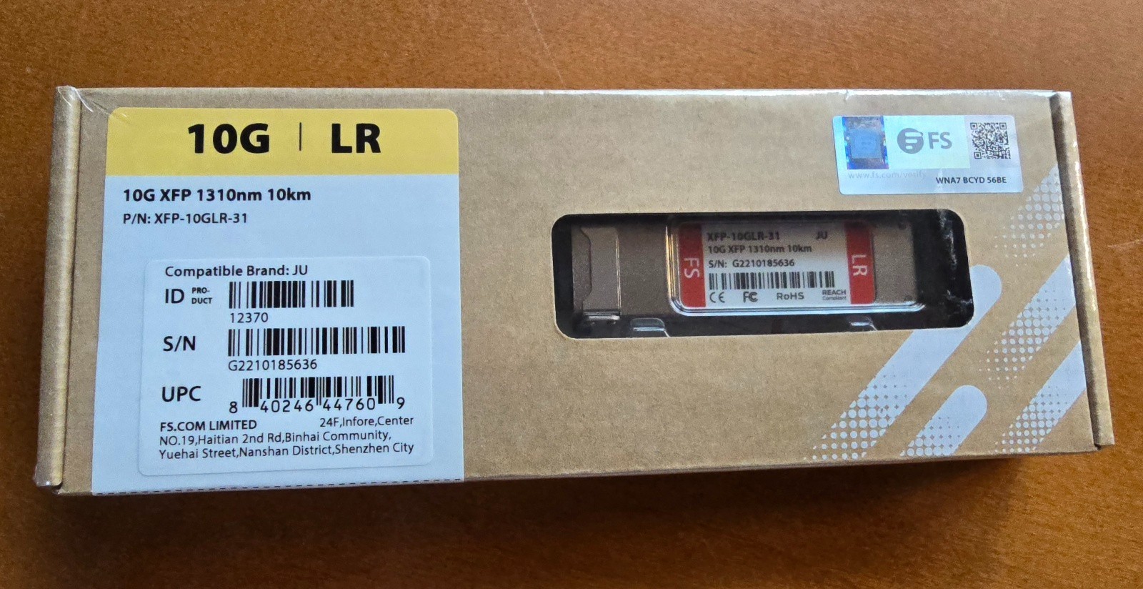 XFP-10GLR-31:  New/sealed FS 10G XFP 1310nm 10km optical module (12370)