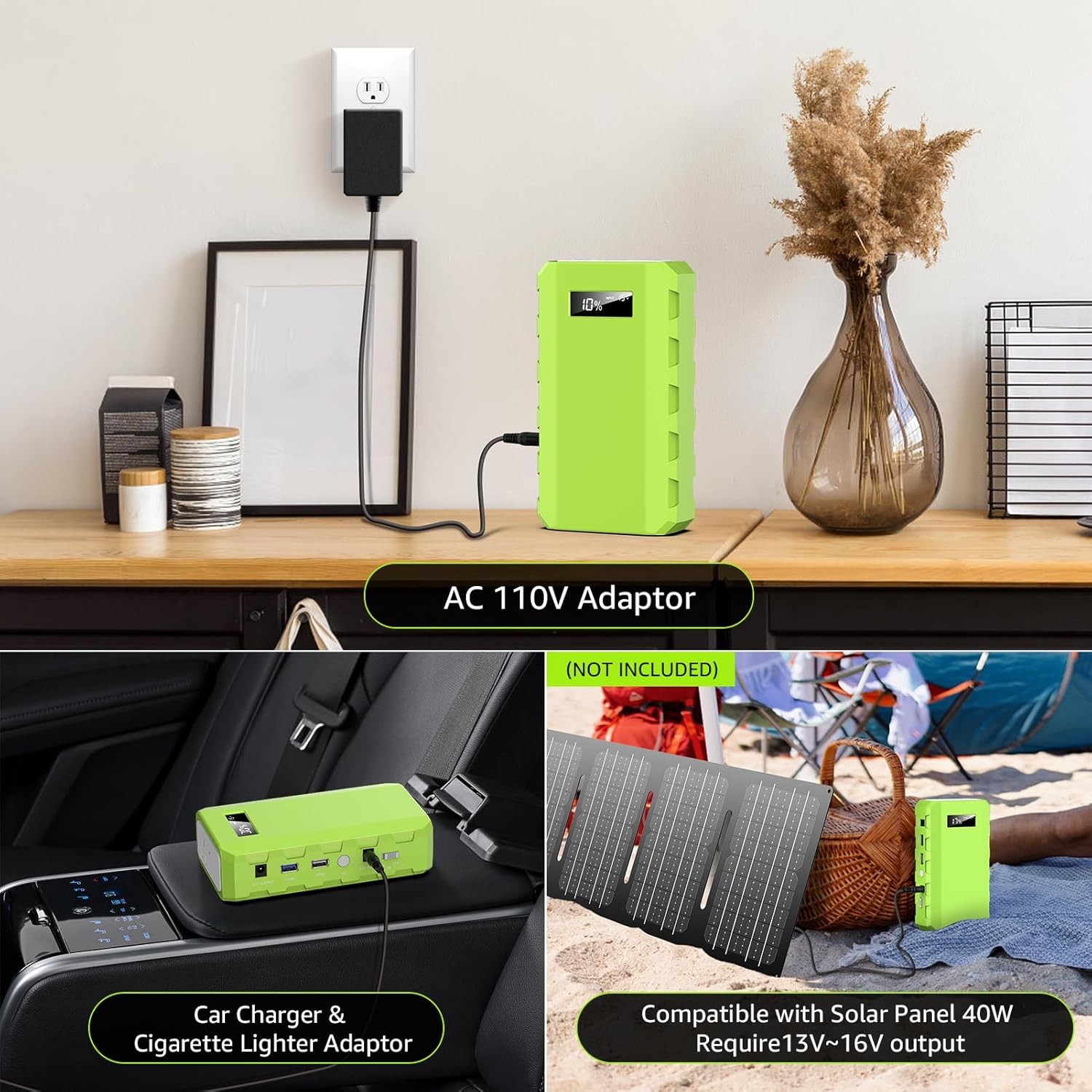 Portable Power Station W/ AC Outlet 65W/110V External Battery Pack