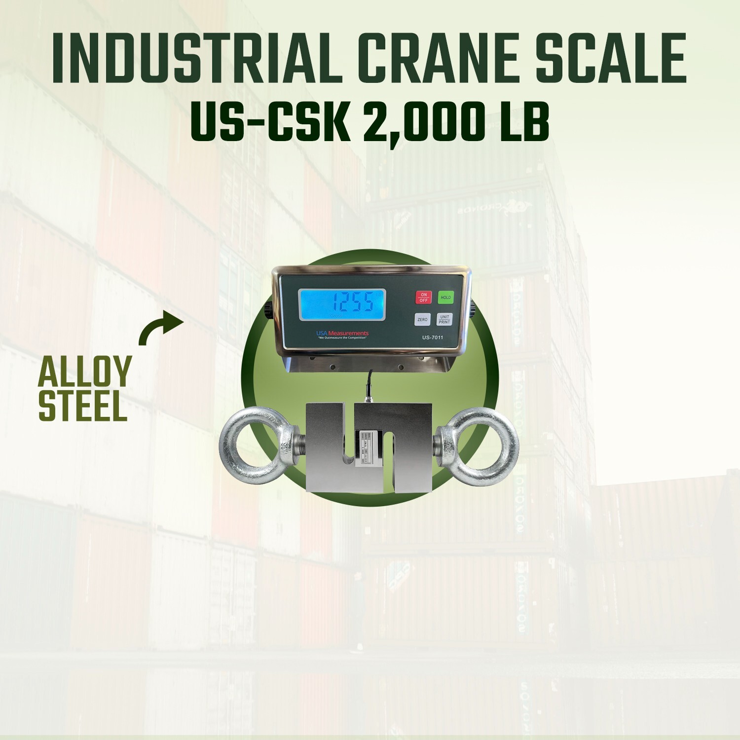 US-CSK-2K Hanging Scale (S-Type) tension & compression 2,000 lb with Printer