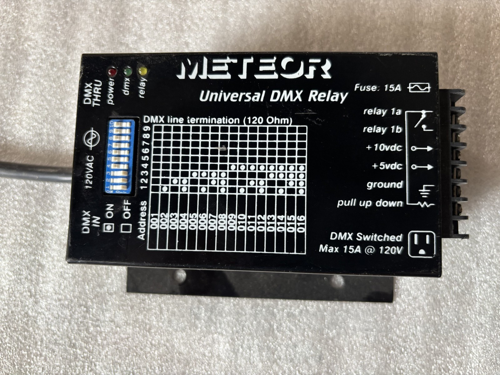 Meteor Universal DMX 15 Amp Relay