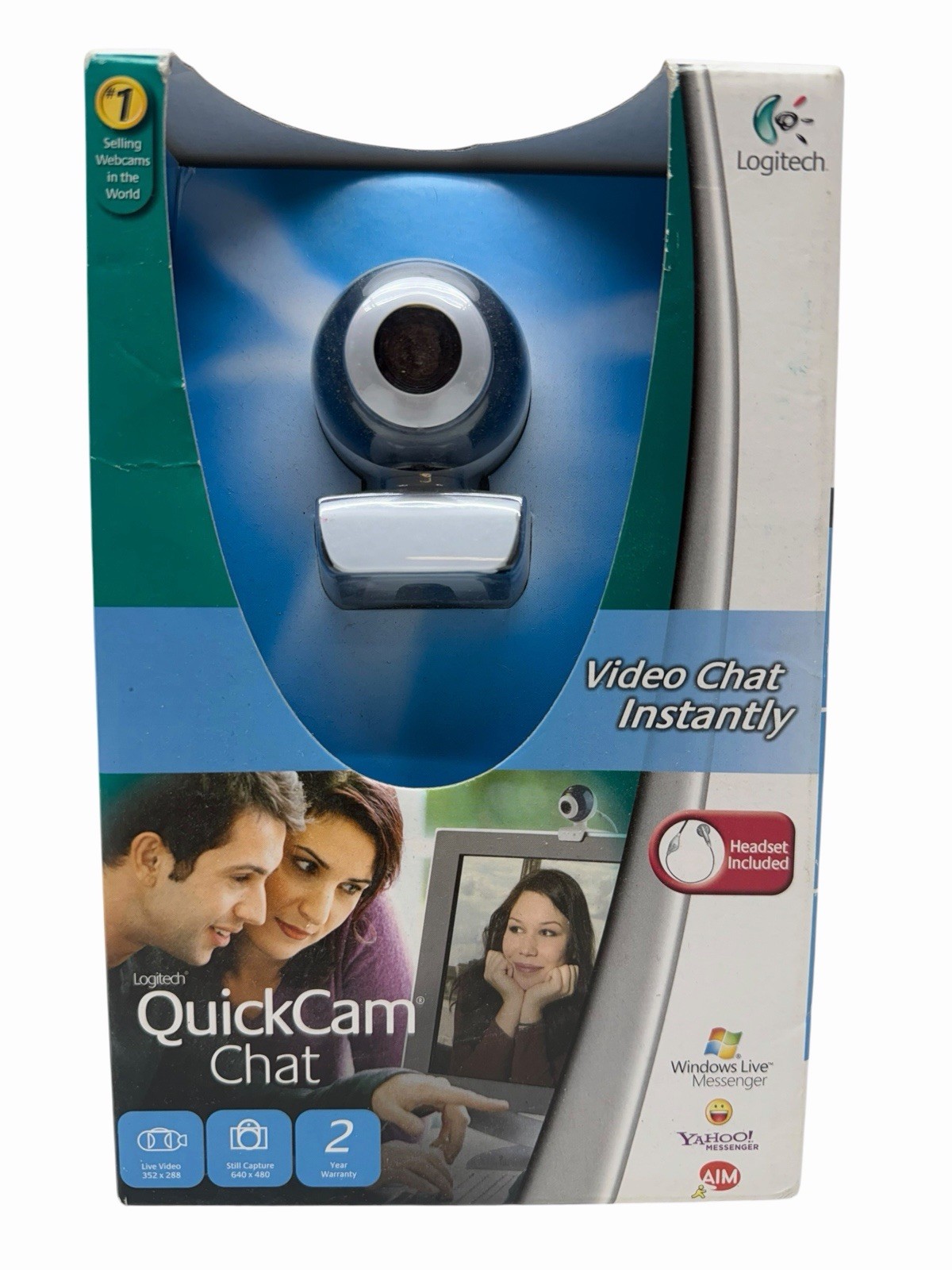 Logitech QuickCam Chat USB Webcam w/ Headset New Open Box Windows XP Vista PC