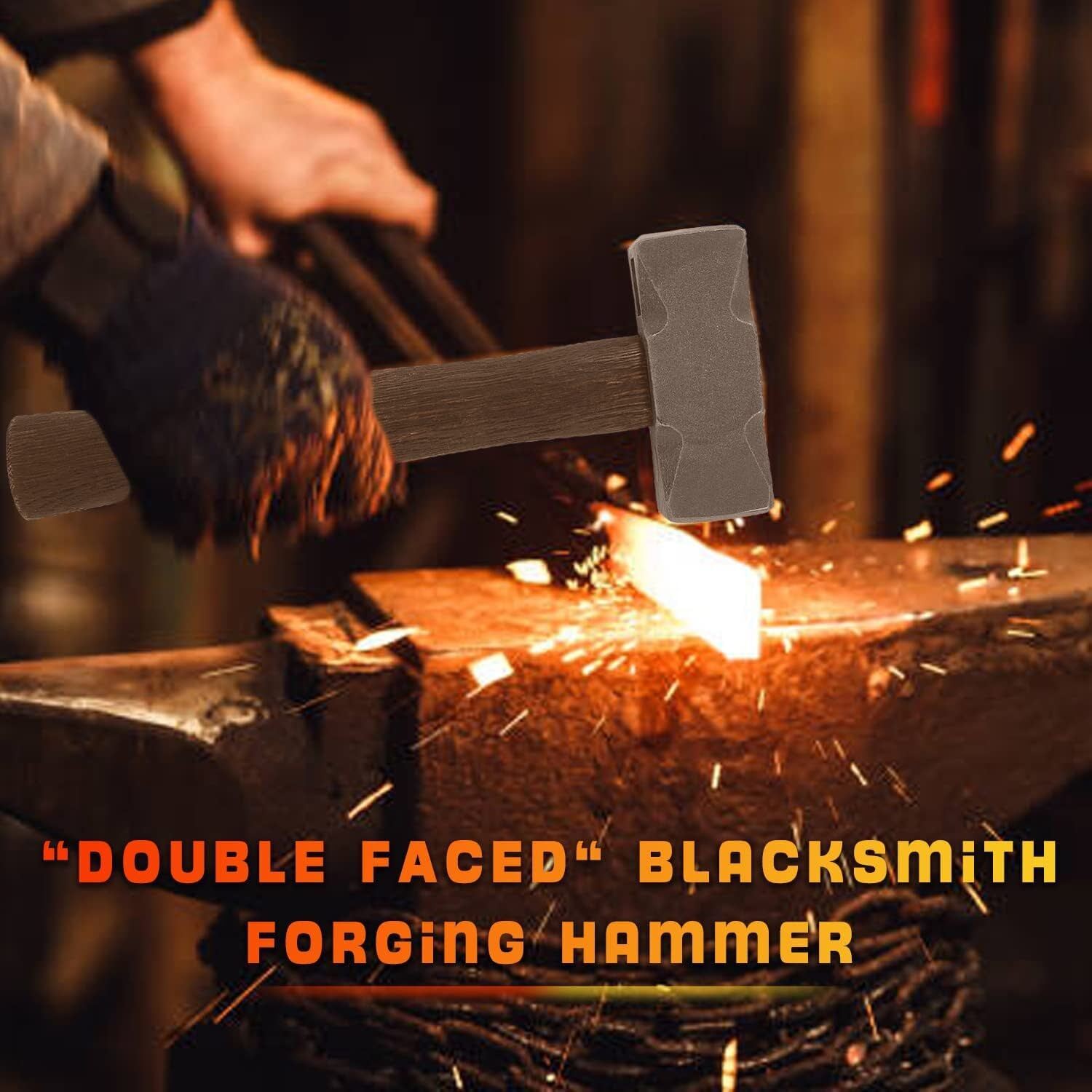 Blacksmith 2.2LB Square Forge Hammer Forging Tool for Blacksmith Anvil Knife