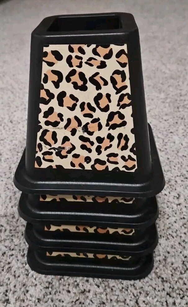 Bed Risers LEOPARD Storage Organization Durable LEOPARD 4-Pack 6 Inch Bed Risers