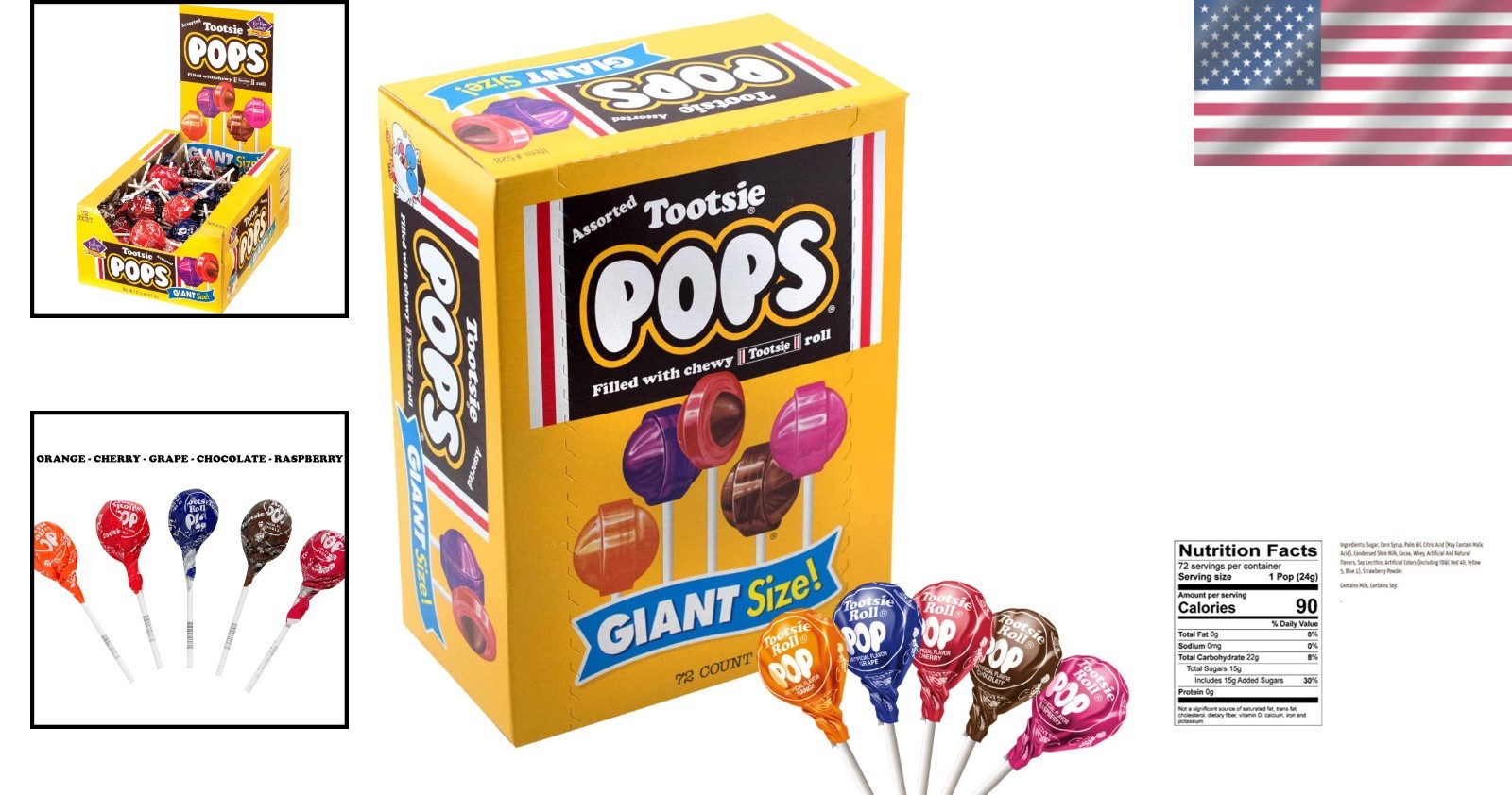 Tootsie Pops Giant Candy Bag - 72 Count, 3.5lbs