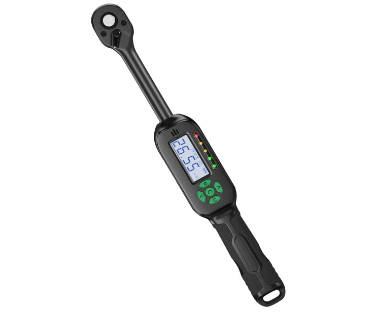 Llave dinamométrica digital 3/8”, 3-60 Nm, aviso LED y sonido, ideal motos
