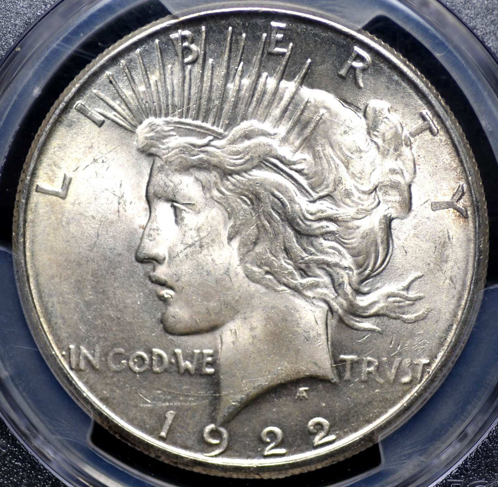 1922 S PEACE DOLLAR PCGS MS 63 SOFT PUFFY WHITE LUSTER, AVERAGE STRIKE, MARKS