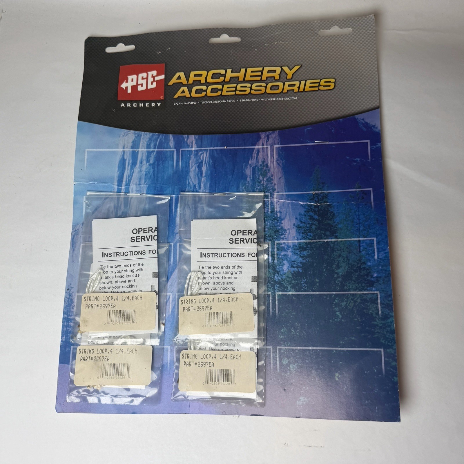 Lot of 4 PSE Archery Precision Shooting Bow String Loop 4-1/4" White 2697PSE New