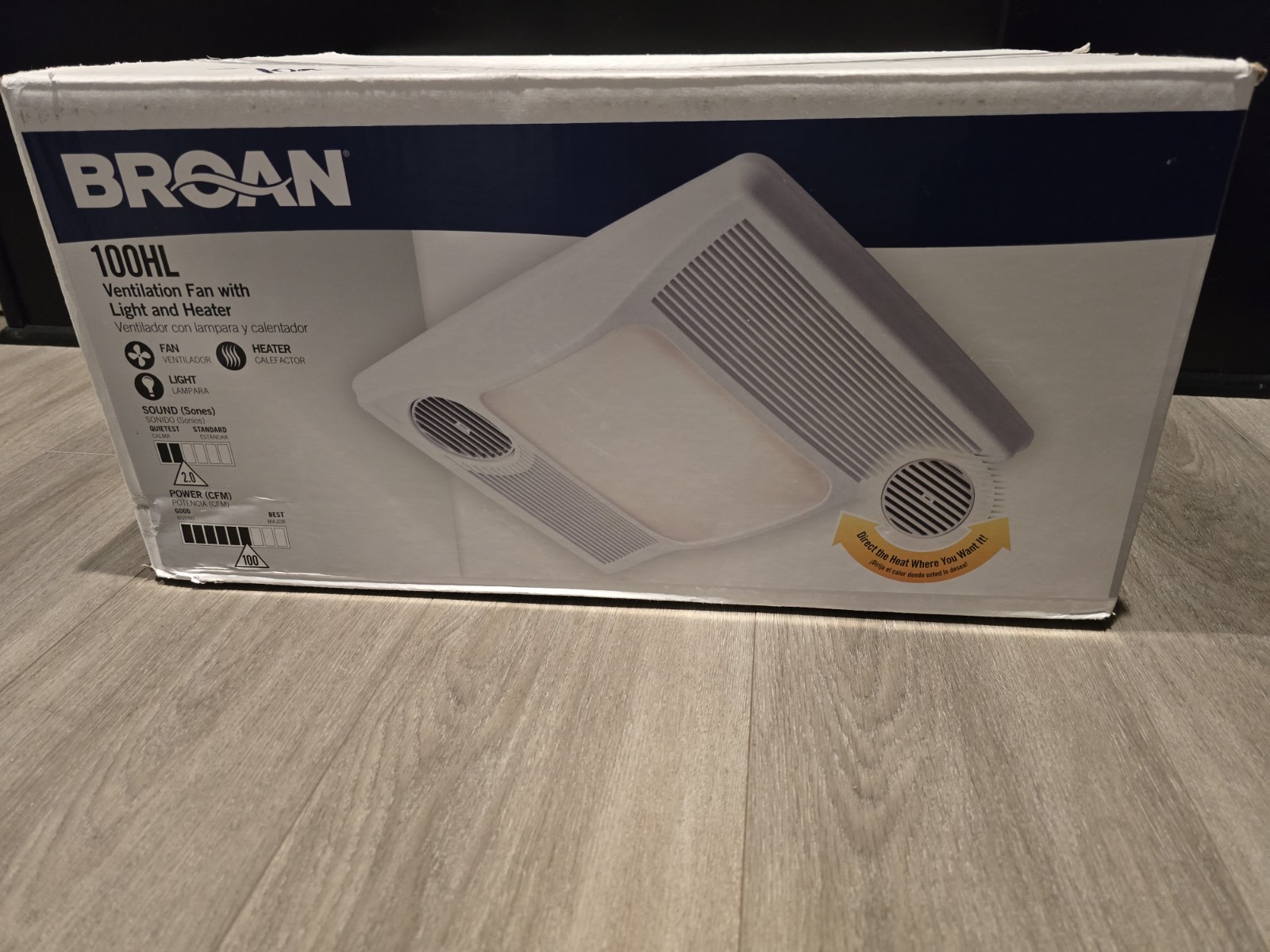Broan Heater/Fan/Light 2-Sone 100-CFM White Lighted Bathroom Fan 100HL