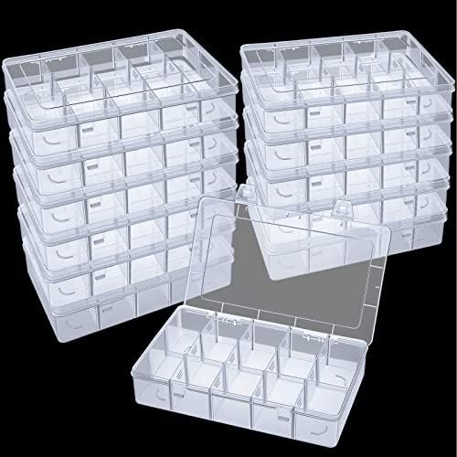7 Pack 15 Large Grids Clear Plastic Bead Organizer, Plastic Washi Tape Organizer