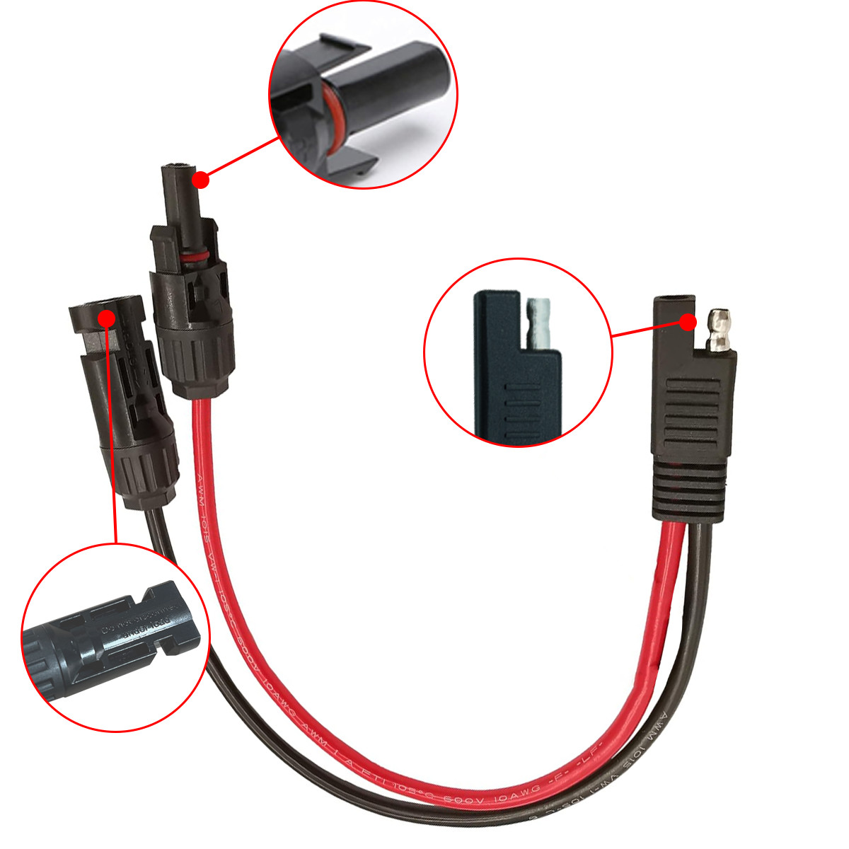 6FT 16AWG SAE to Solar Panel Adapter Cable RV Connector for Battery Charger