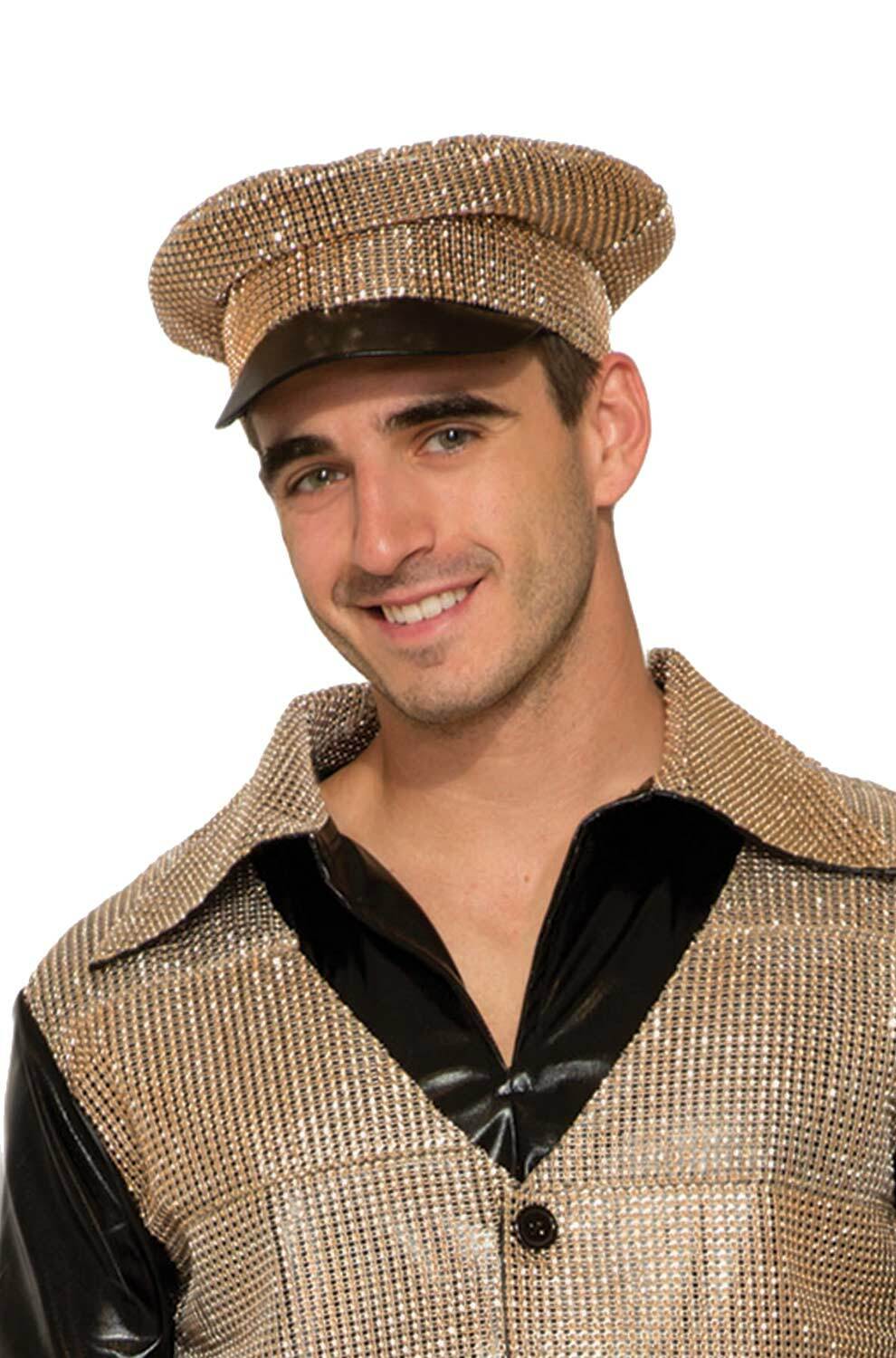1970s Disco Sequin Officer Hat (Gold)