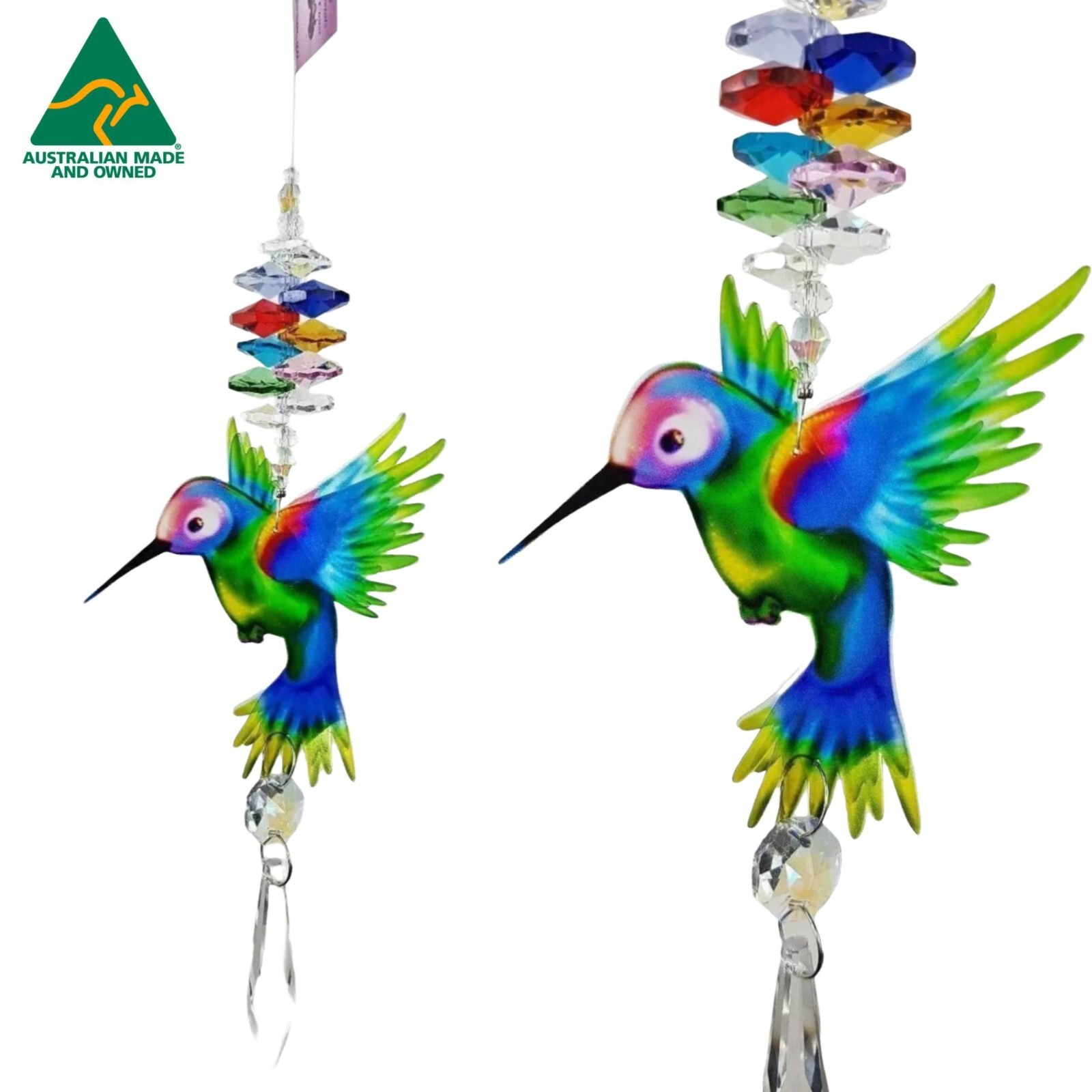 Rainbow Hummingbird Crystal Suncatcher gift for her, car mirror bird suncatchers