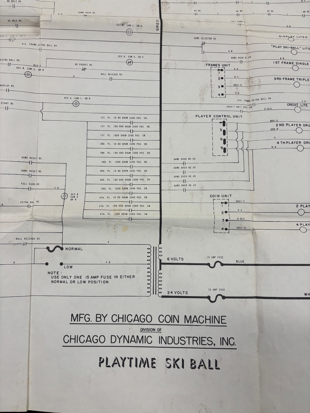 ORIGINAL-CHICAGO COIN-PLAYTIME SKI BALL-SCHEMATICS
