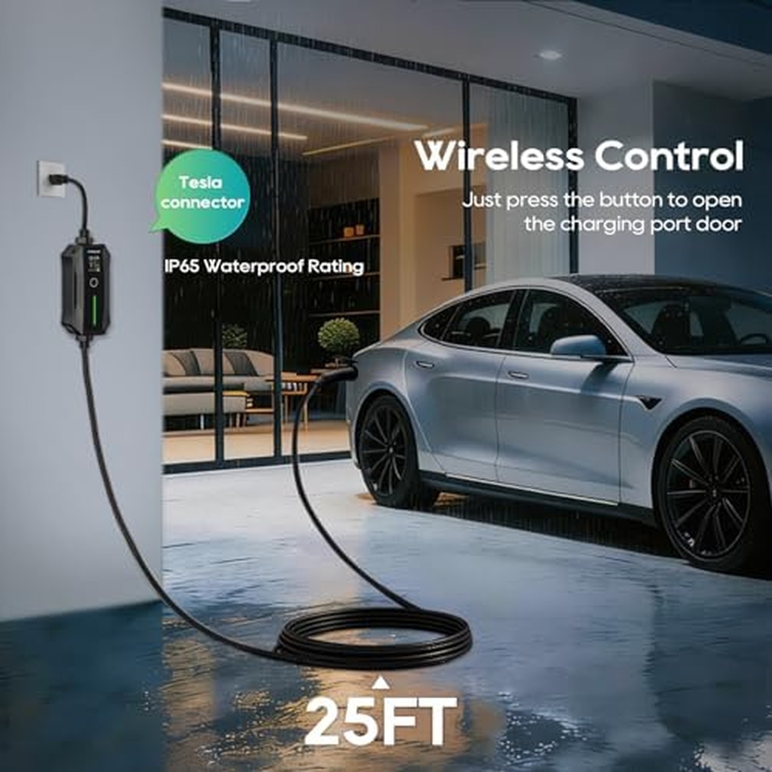 Level 1/2 Portable EV Charger for Tesla Model Y/3/S/X, Home 240V 16A (NEMA 6-...
