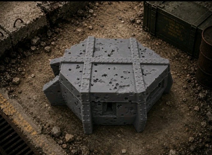Battlefield Battered Reinforced Concrete Bunker 2 -32mm Scale -Trench Crusade