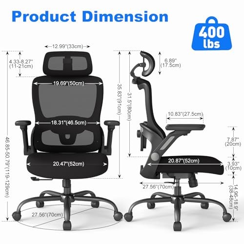 ZZH Ergonomic Office Chair High Back Home Desk Chair Adjustable Lumbar Support