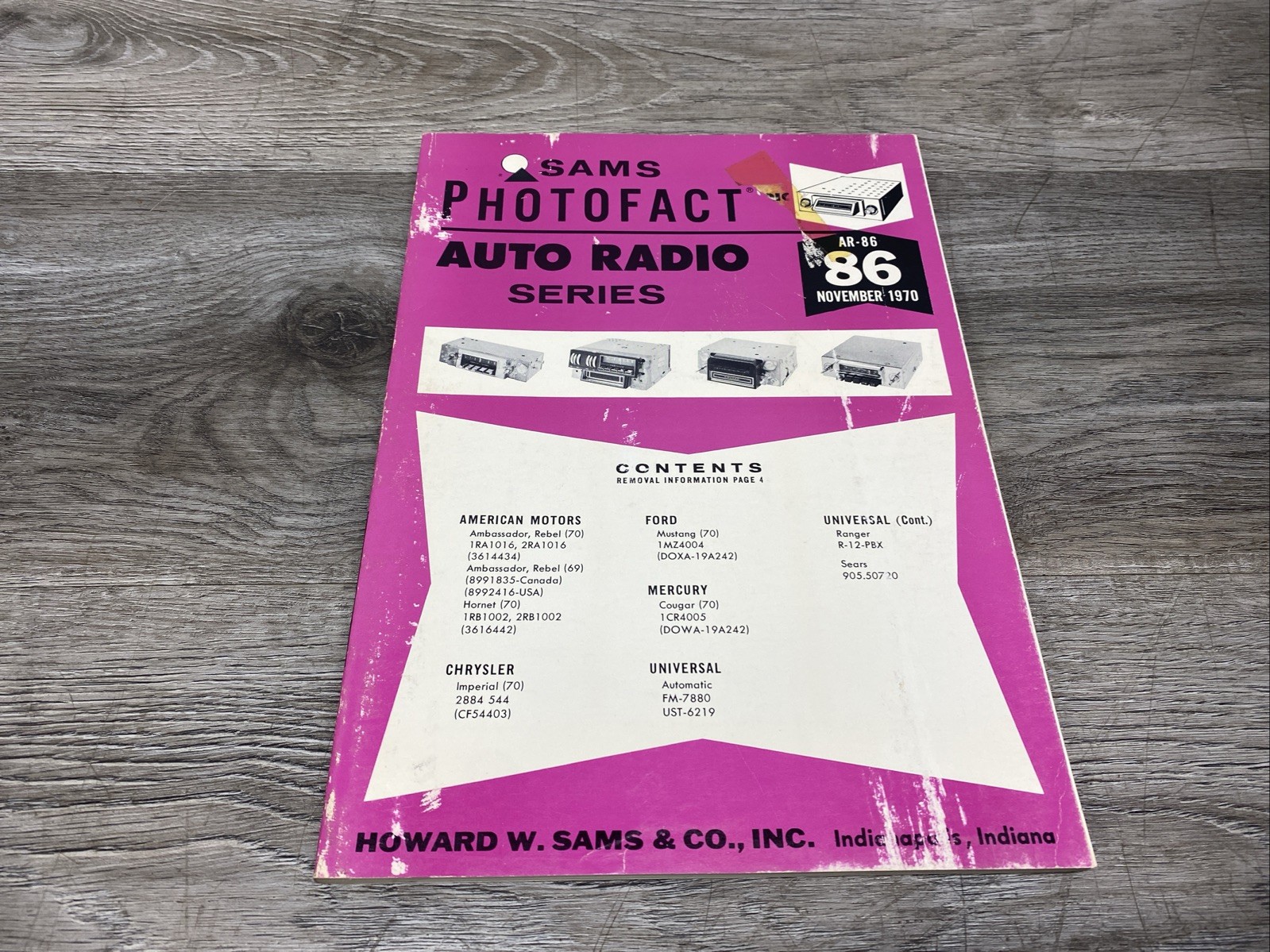 Sams Photofact Auto Radio Service Data Series Repair Magazine # AR-86