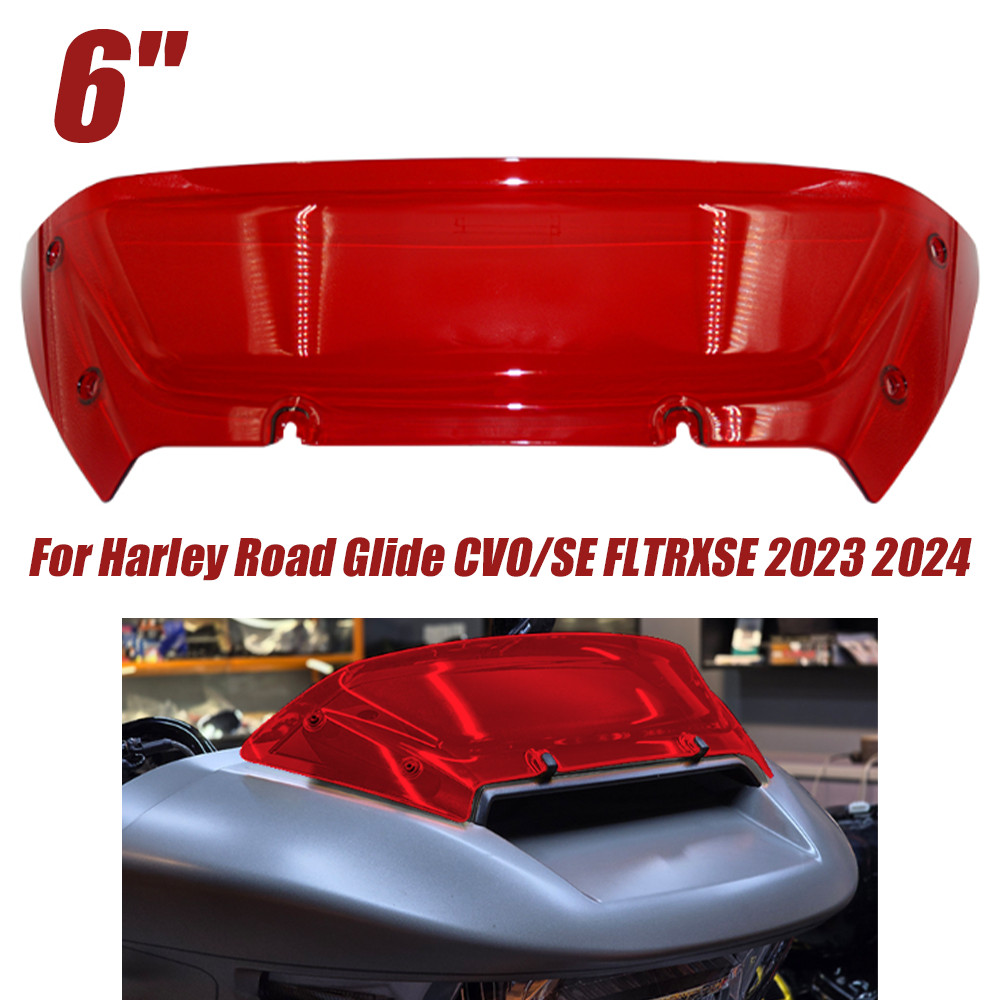 Red 6'' Wave Windshield Windscreen for Harley Road Glide CVO ST FLTRXSTSE 2024+