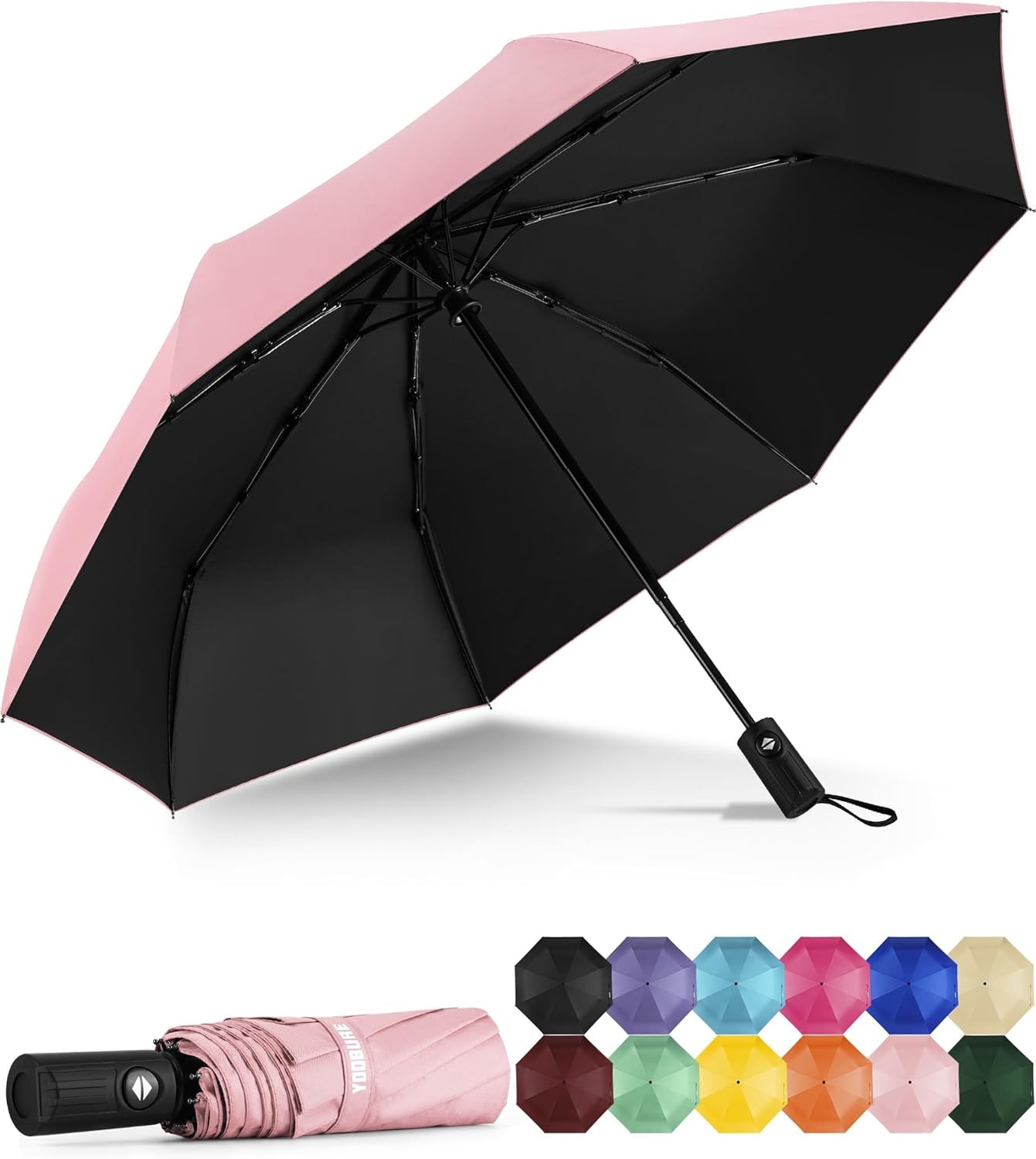 Yoobure Windproof Travel Umbrella - Automatic Umbrellas for Rain, Compact Foldin