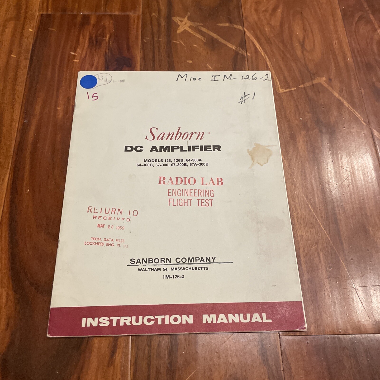Sanborn 126, 126B, 64-300A & B, 67-300 & 300B, 67A-300B DC Amplifier Manual