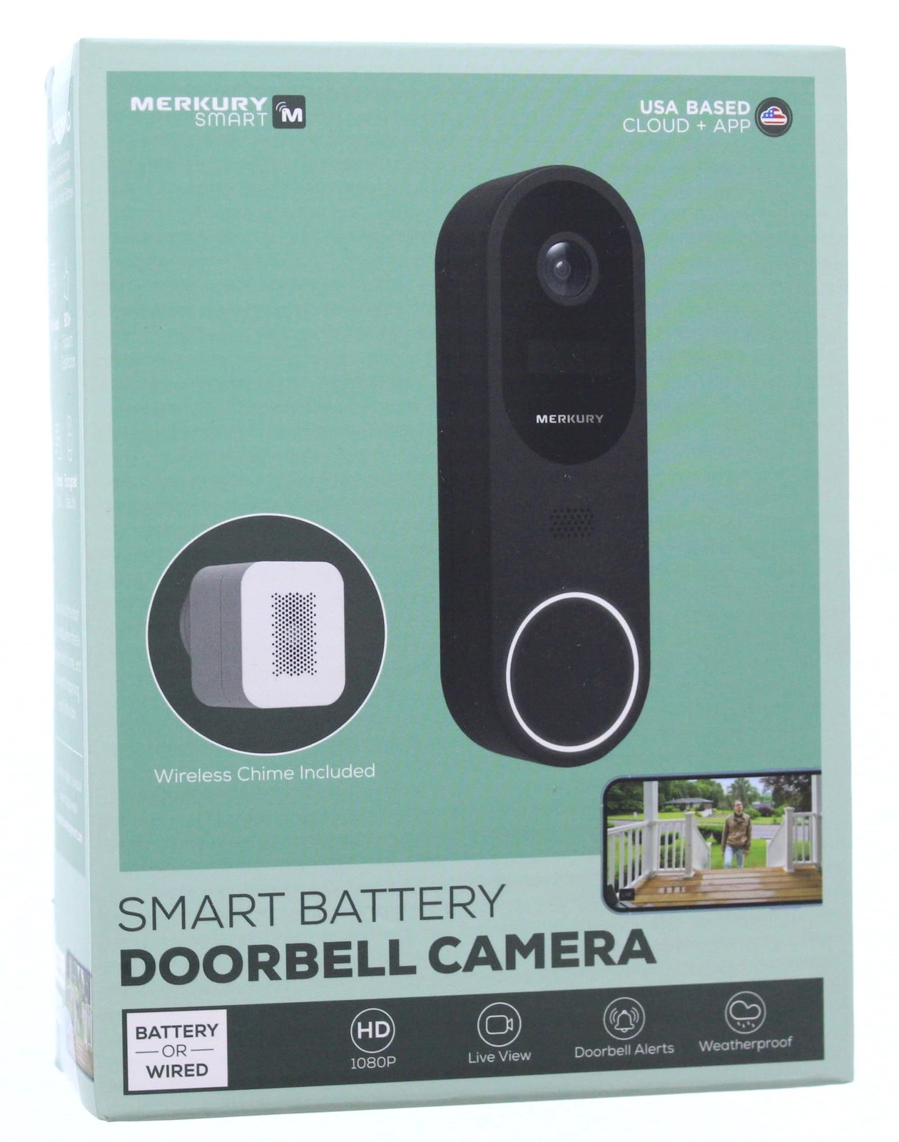 Merkury Smart Battery Doorbell Camera (Black)