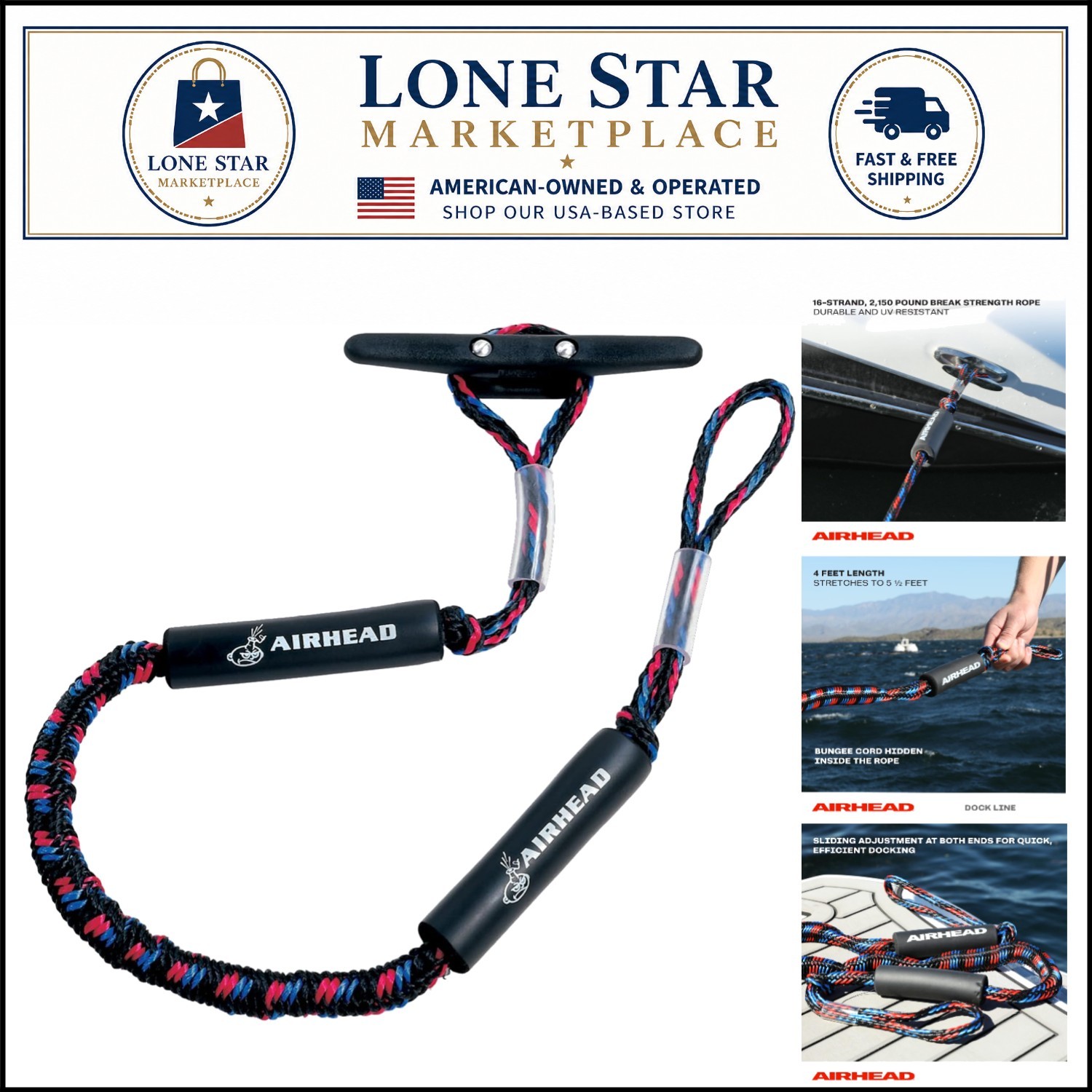 4ft Kwik Tek Bungee Dock Line with Foam Floats - Perfect for Easy Docking