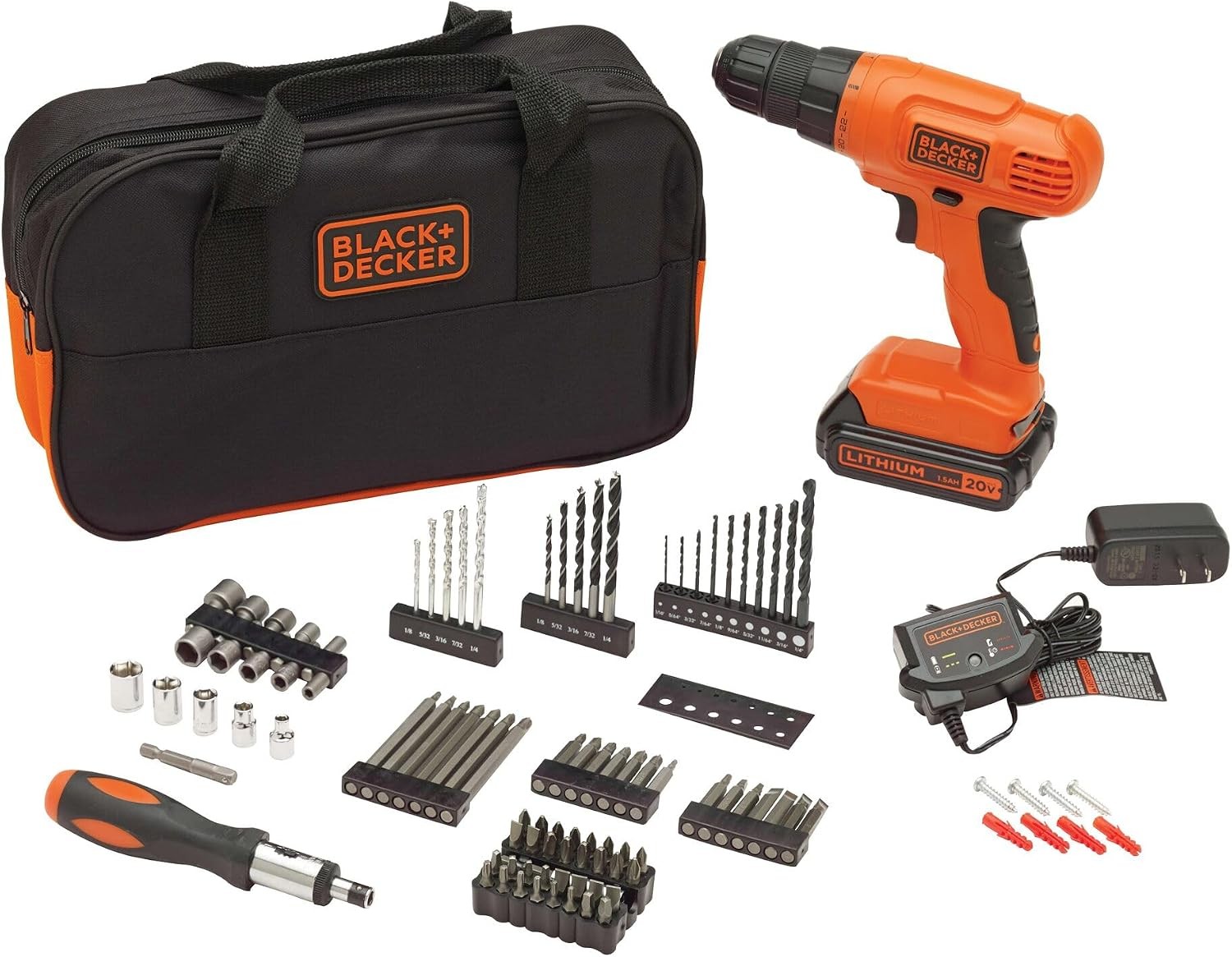 BLACK+DECKER 20V MAX* POWERCONNECT Cordless Drill Driver Kit (BDC120VA100)