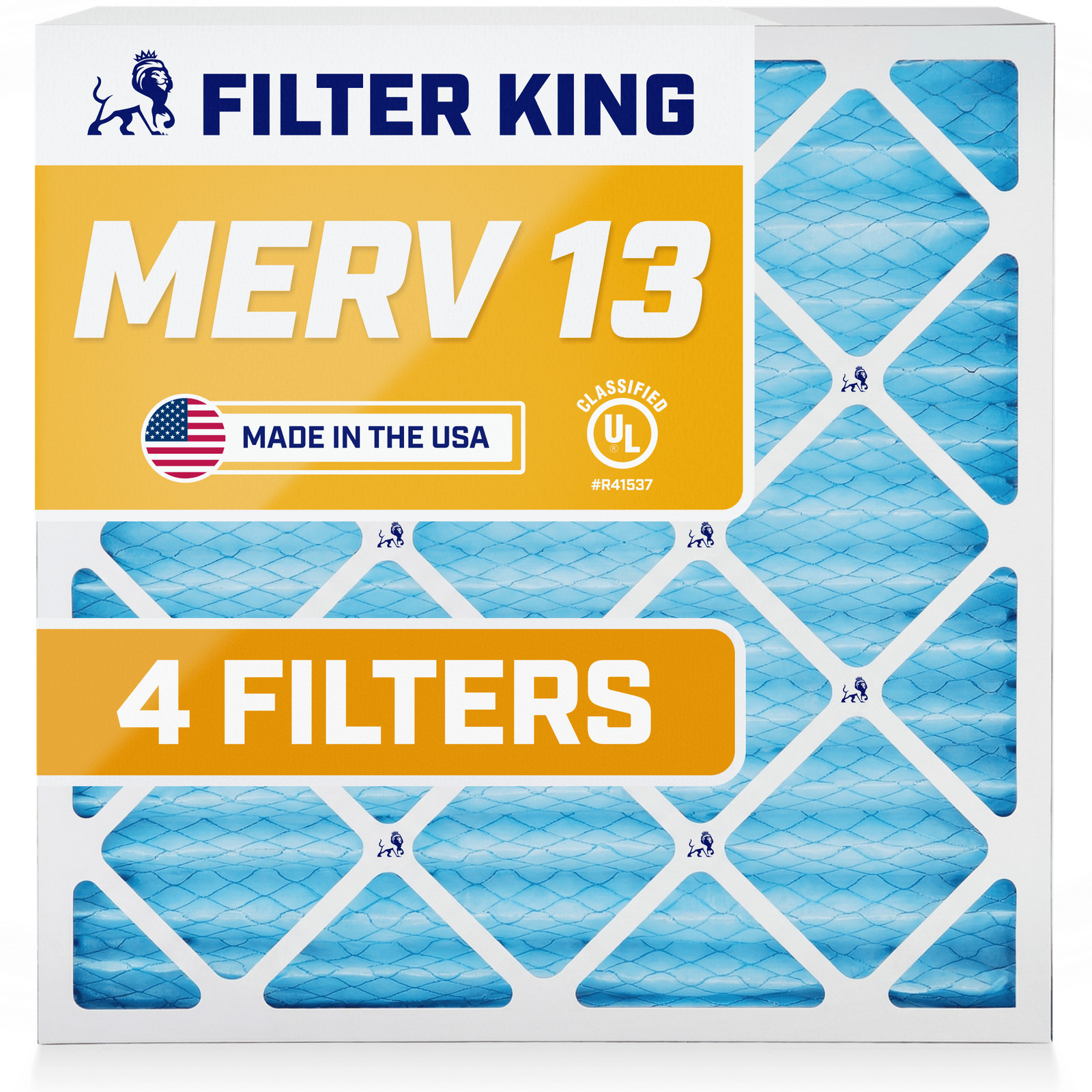 Filter King 14x14x1 Air Filter 4-PACK MERV 13 Actual Size 13.5 x 13.5 x .75"