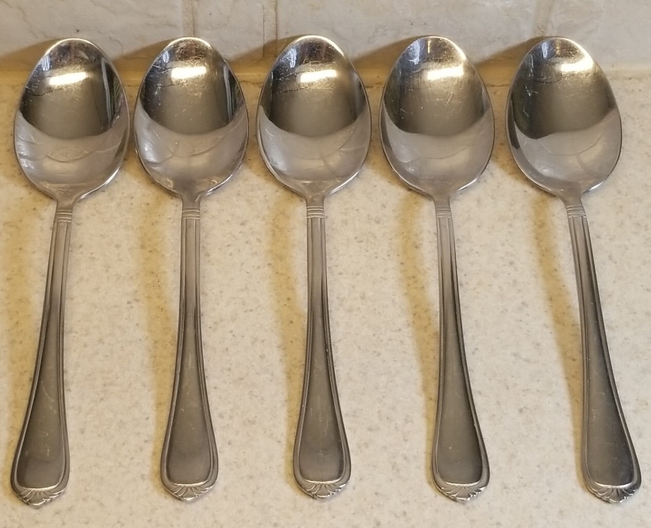 International Silver Nouveau pattern Stainless 5 Place Spoons 7 1/8" China 18/10