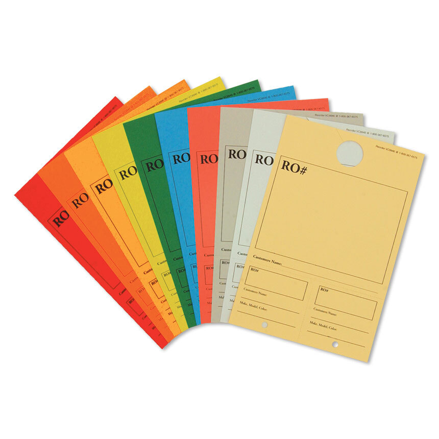 Vehicle Control Card Colored Unimprinted (250)