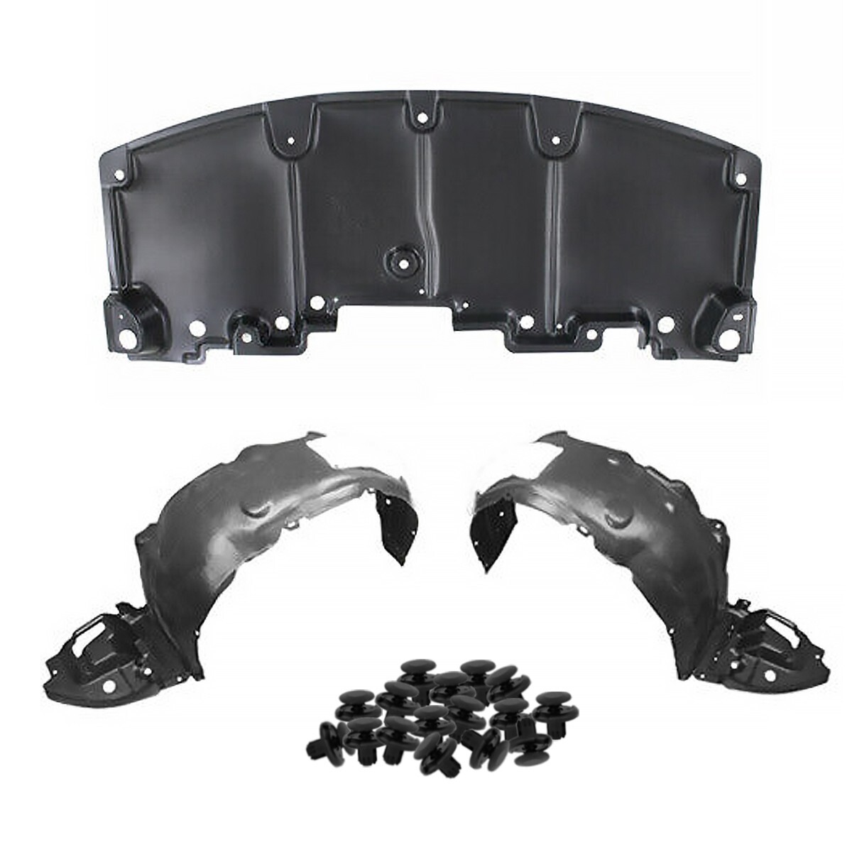 Fender Liner & Lower Engine Under Cover Set w/ Clips For 14-16 Toyota Corolla