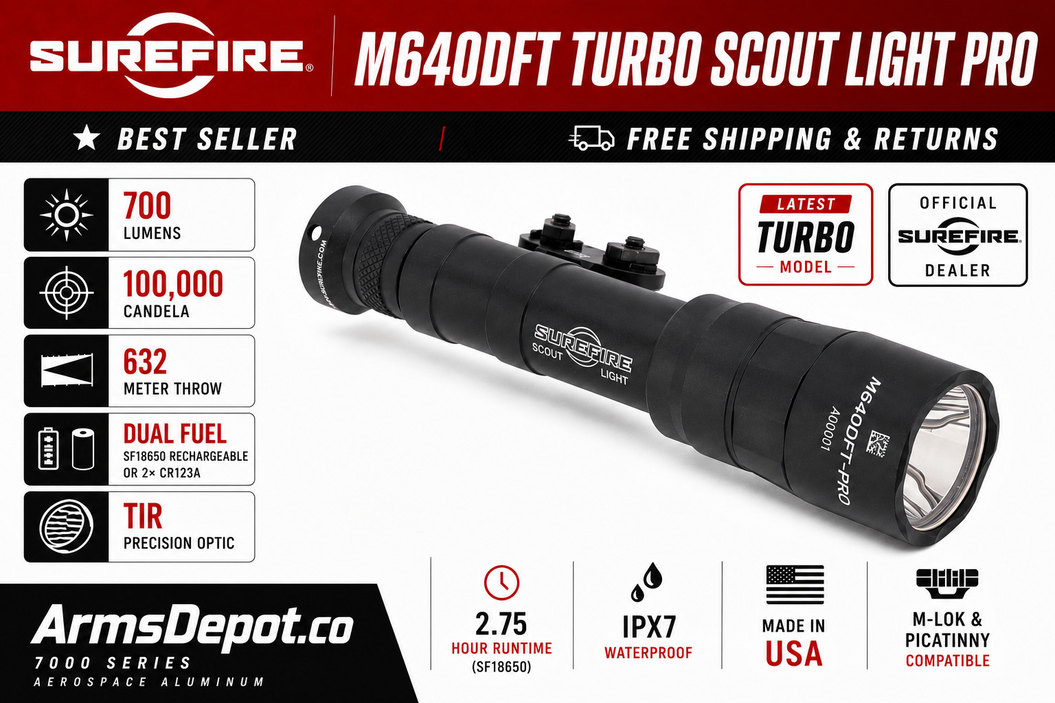 Surefire Scout Turbo Black M640DTF Duel Fuel Light