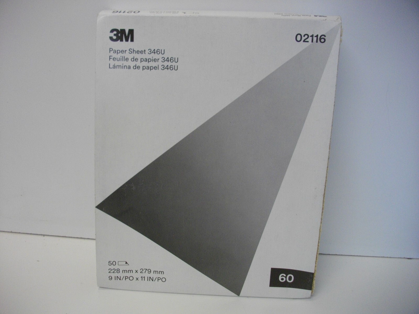 3M 02116 Sandpaper Sheet 60 grit Aluminum Oxide 346U pack of 50 sheets