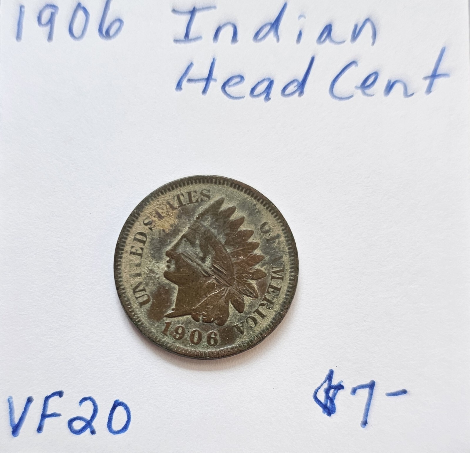1906 Indian Head Cent Penny US Coins VF