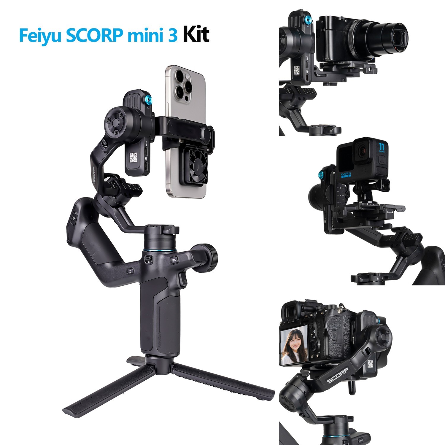 Feiyu SCORP Mini-3 Kit - Gimbal for Smartphones, Mirrorless Cameras & Action Cam