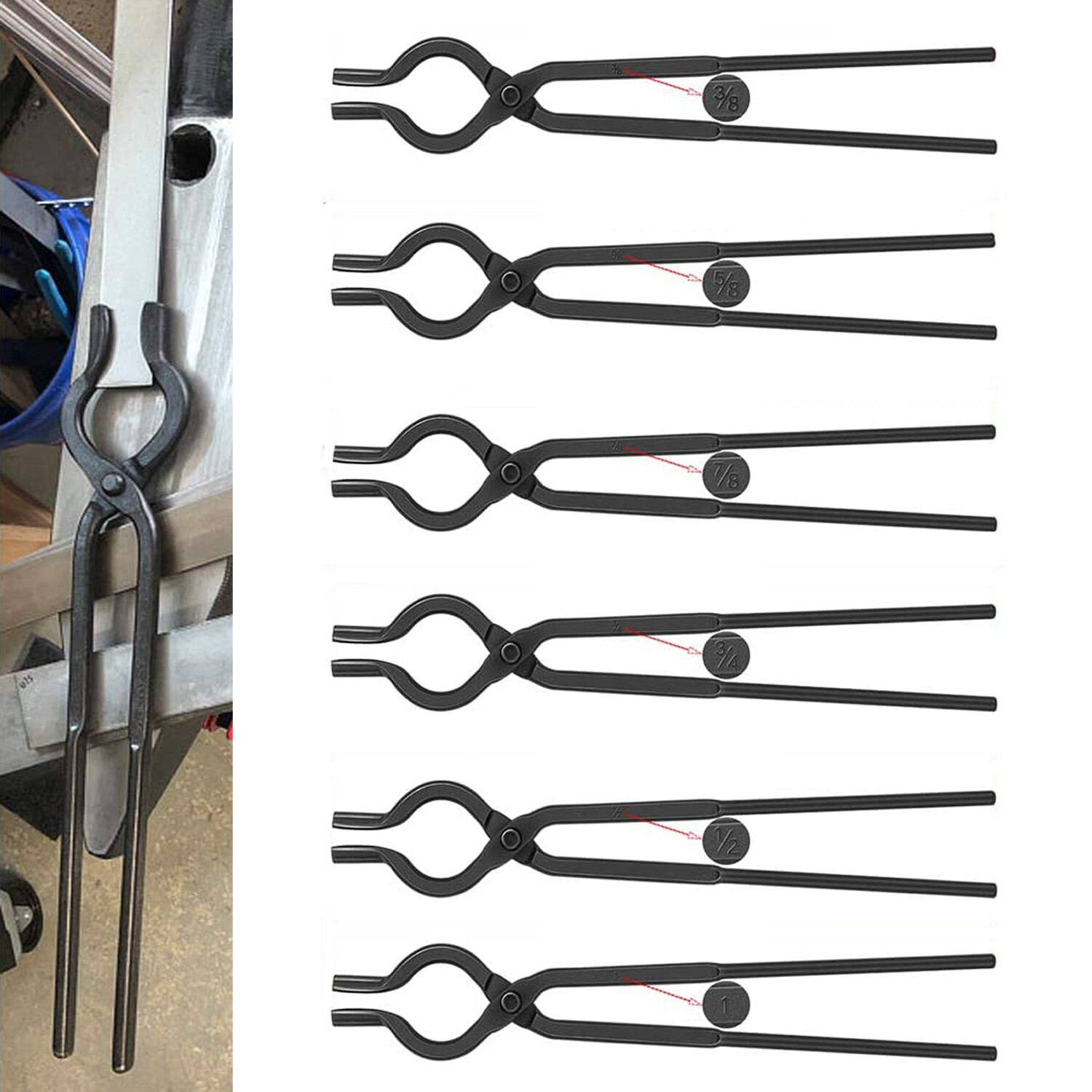 V Bolt Tongs Blacksmith Forge Tong Knife Making Tongs Bladesmith Tools 3/8 1/2