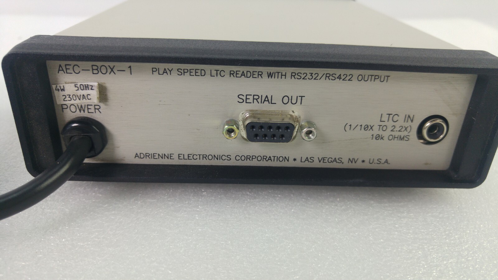 ADRIENNE ELECTRONICS AEC-BOX-1 PLAY SPEED LTC READER WITH RS232/RS422 OUTPUT